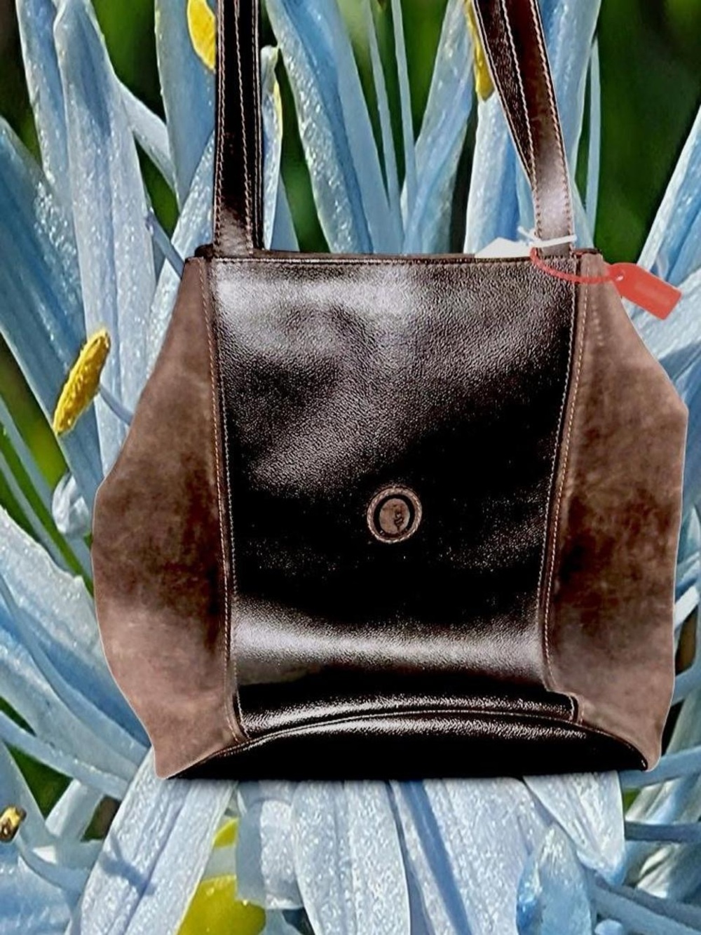 Trussardi Dark Brown Leather and Suede Shoulder Bag
